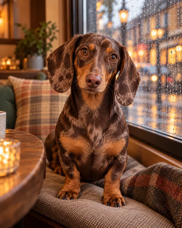 Rainy café window